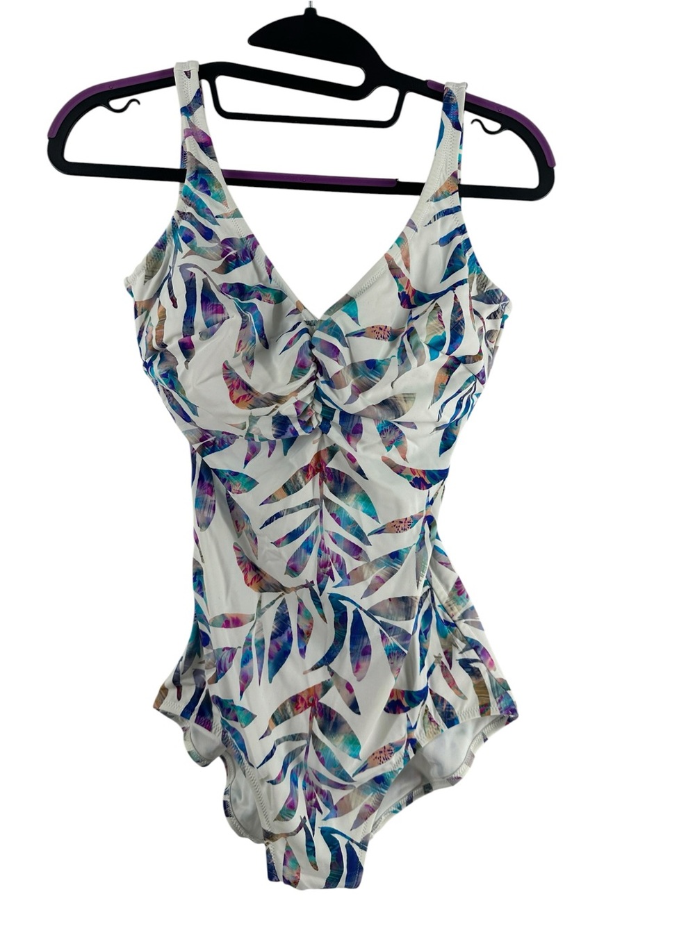 Fantasie bath suit swim suit calypso harbour colorful ruched white sz 36D